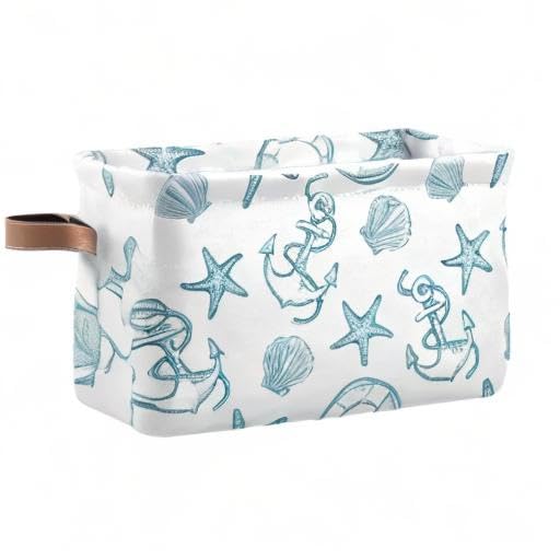 Wamika nursery-friendly organizer bin blends with baby decor.