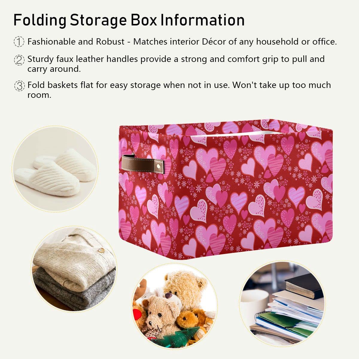 Wamika pink red love heart bathroom towel bin