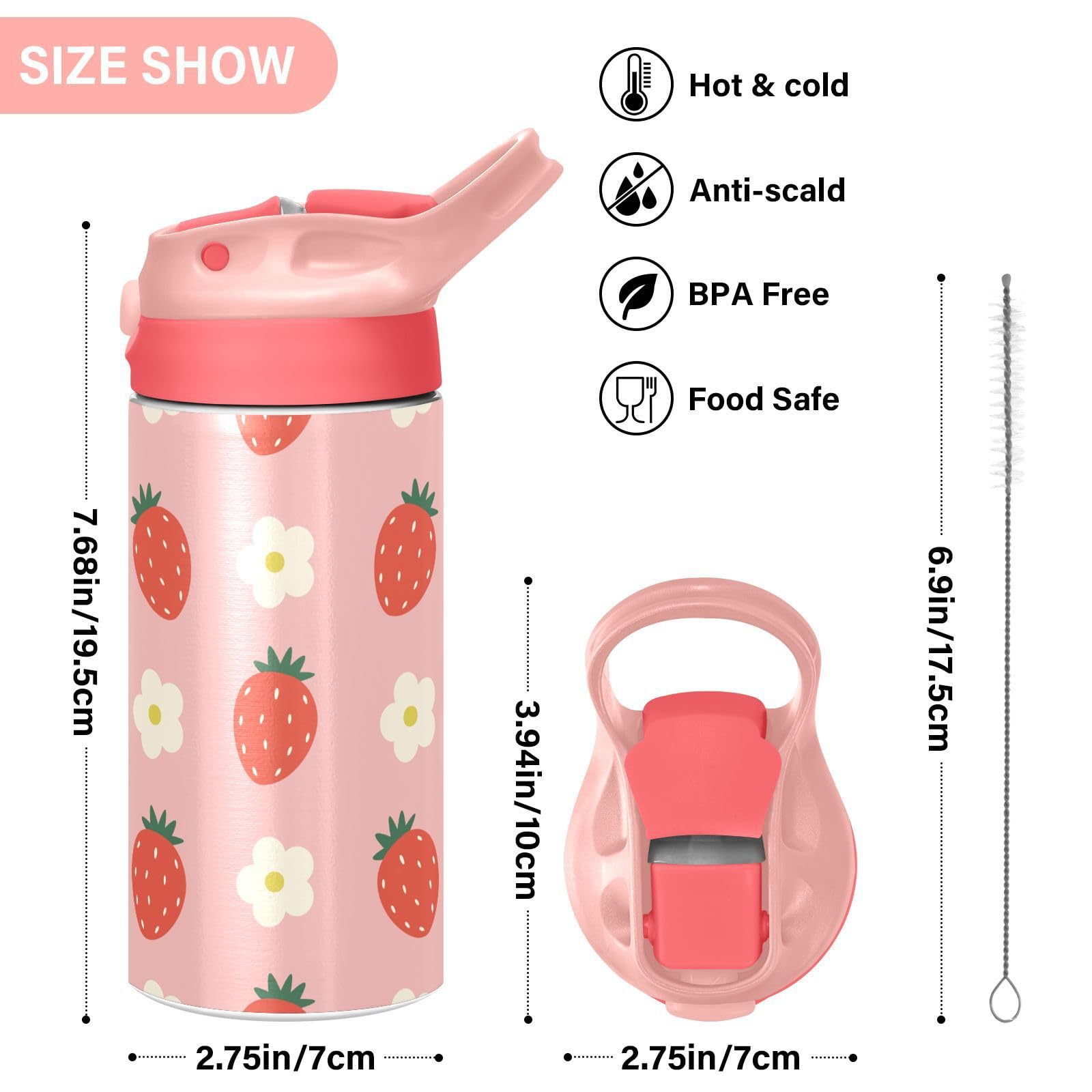 Wamika spill-proof valve promotes clean, one-handed drinking for active kids.