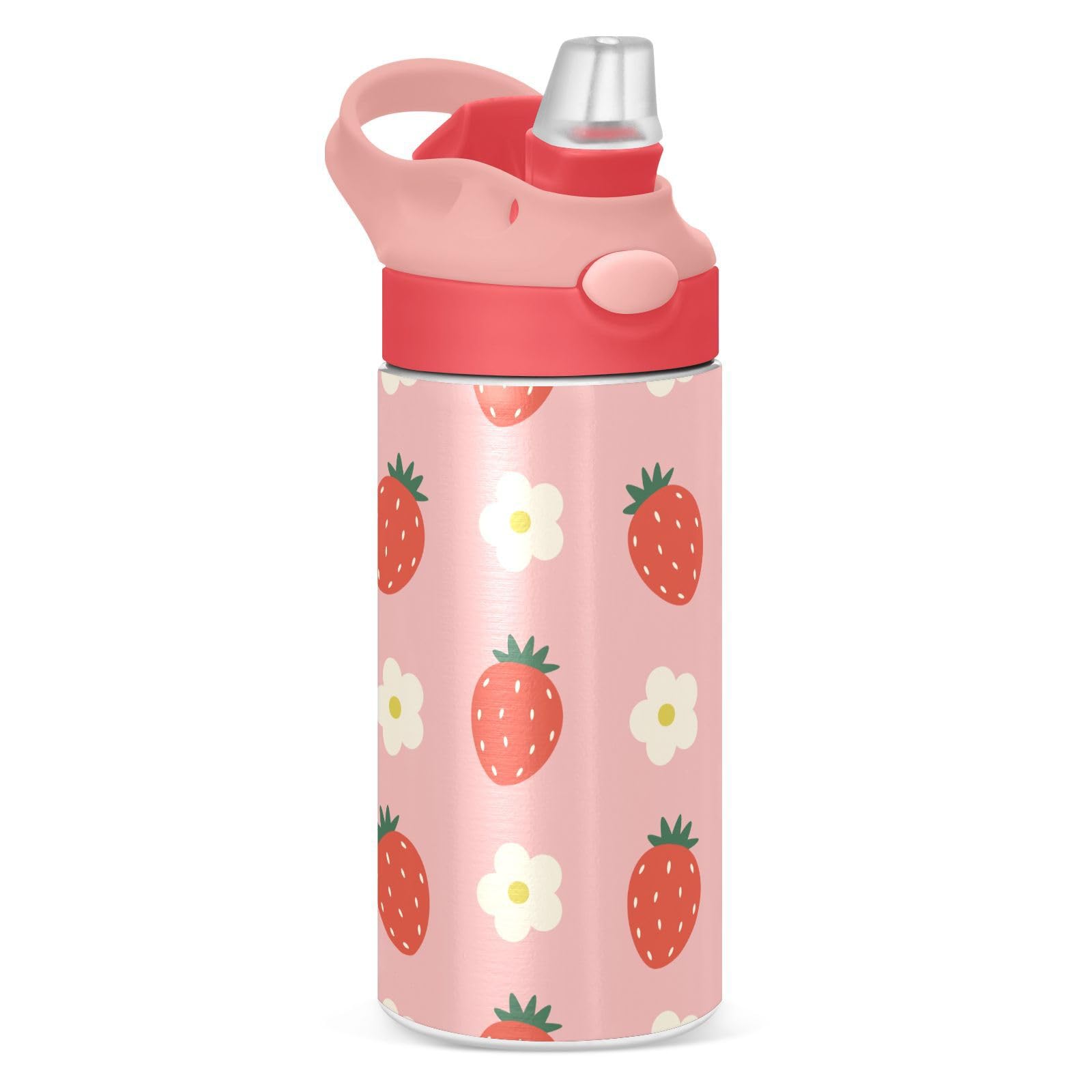 Wamika straw bottle with pink lid for easy sip and kid-friendly hydration.