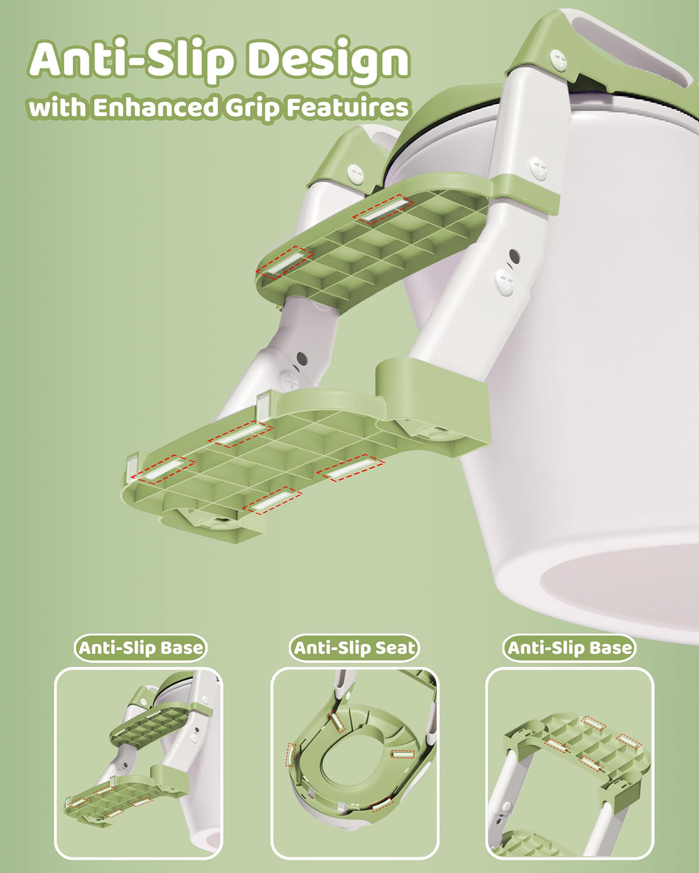 Wanchouse potty seat anti-slip steps offer safe climbing with sturdy grip