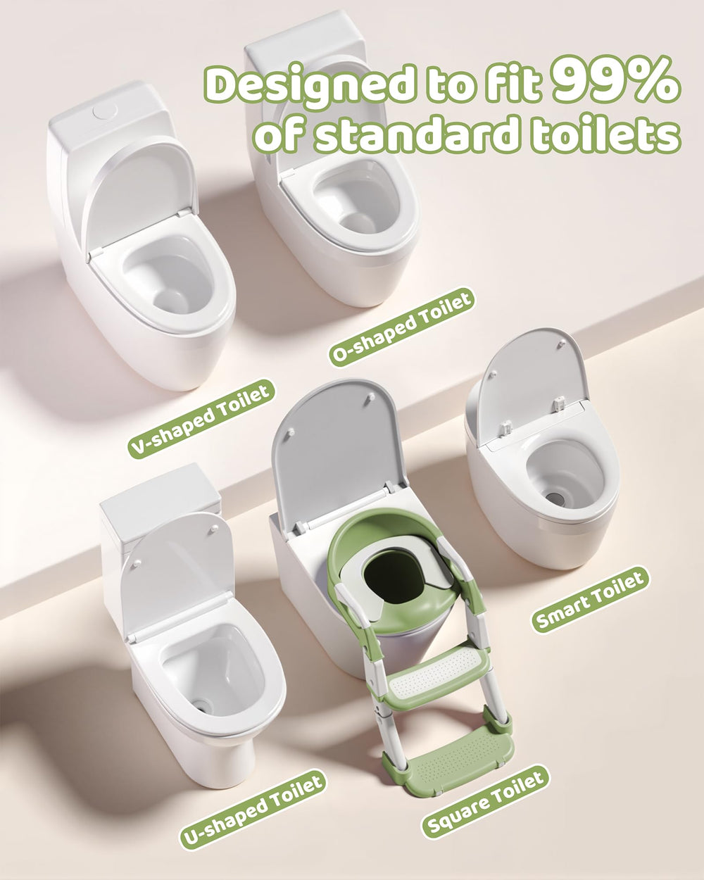 Wanchouse potty seat rounded handles aid toddlers when stepping