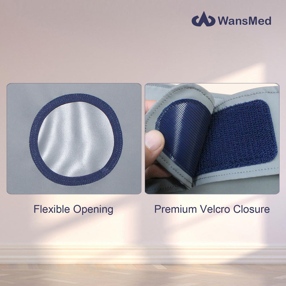 WansMed ostomy belt gray XXL during activity illustrating secure fit for sports.