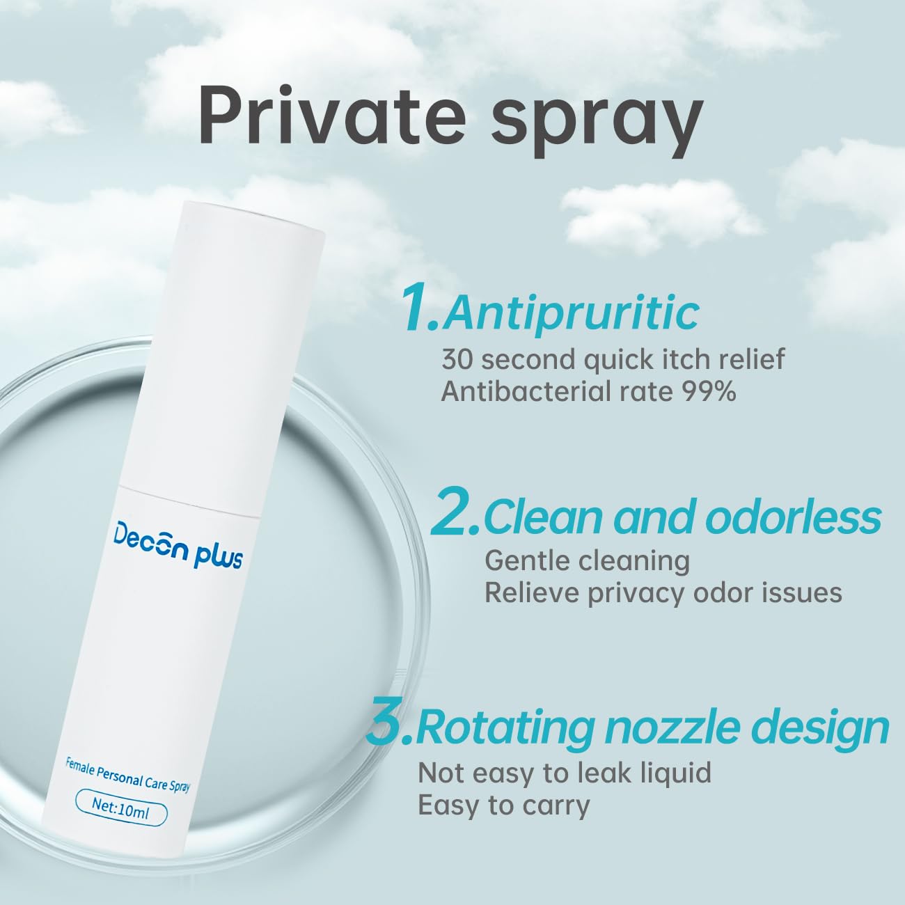 Wanvary Daily Care Spray bottle demonstrates convenient intimate care