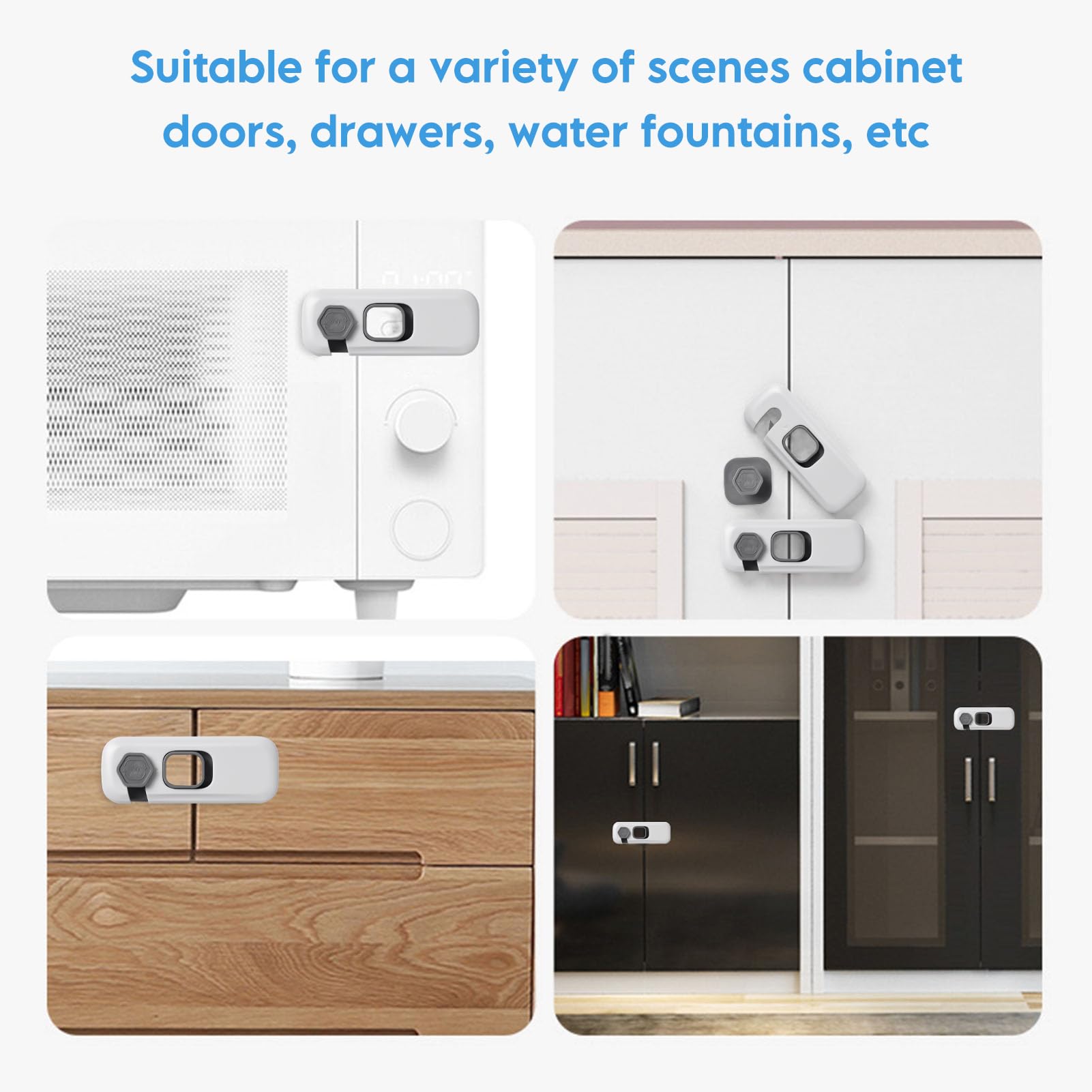 WAONIQ 5-Pack Safety Lock adhesive backing adheres securely to surfaces for safety.