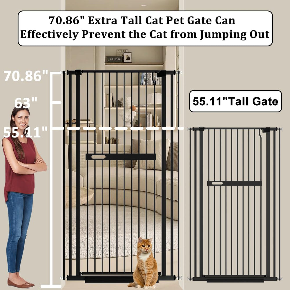 WAOWAO 71-inch gate side view showing tall profile for doorways.