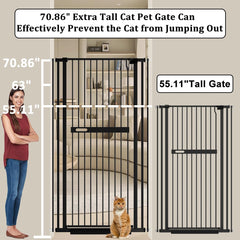 WAOWAO 71-inch gate side view showing tall profile for doorways.