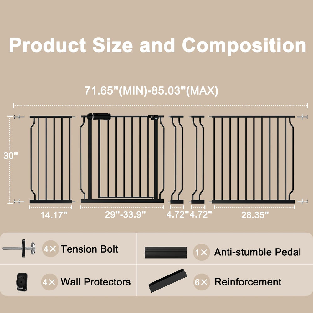 WAOWAO baby gate fits dogs and kids, offering extra-wide protection