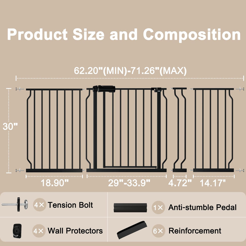 WAOWAO black steel gate offers durable, stylish safety.