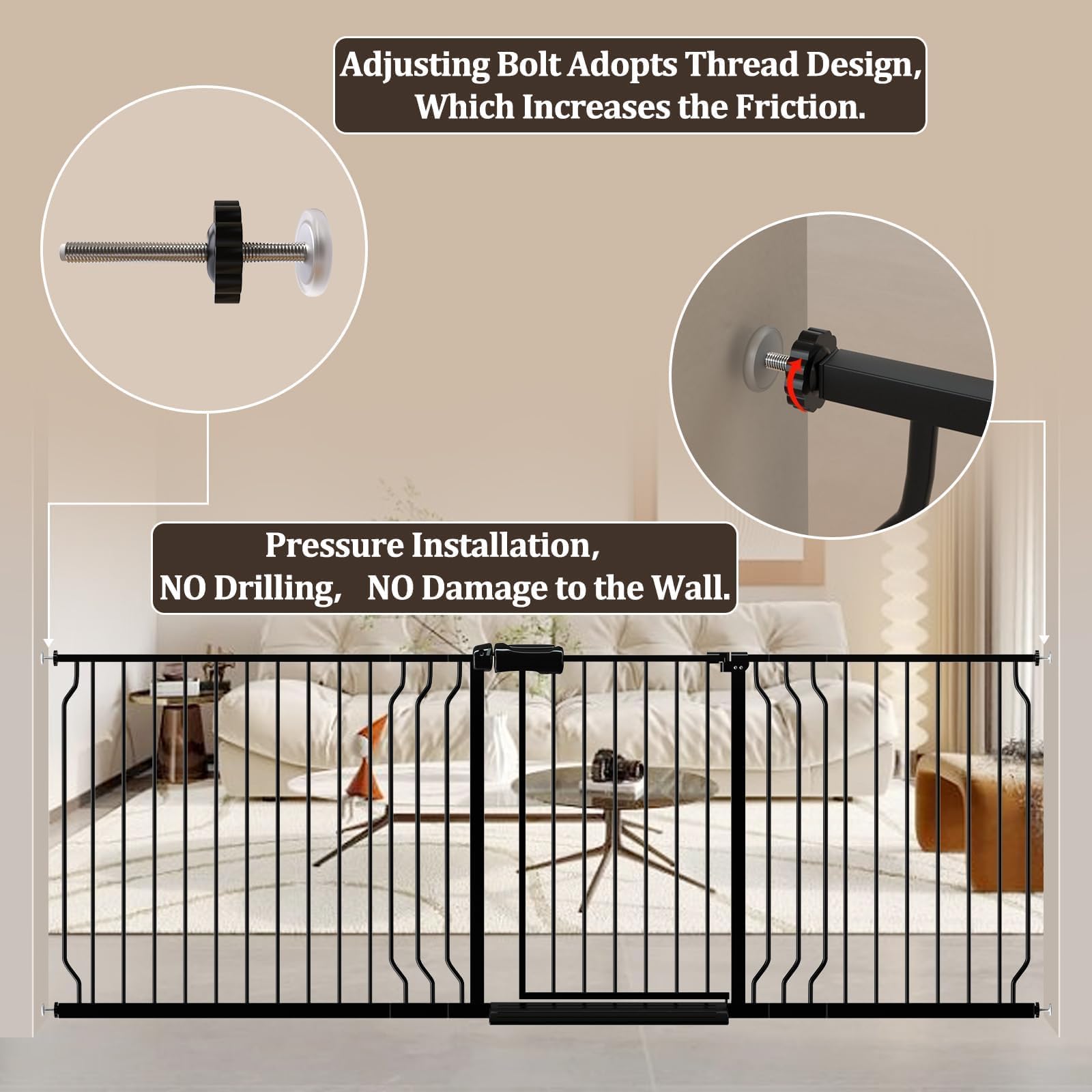 WAOWAO baby gate for stairs and doorways keeps children and pets safe.