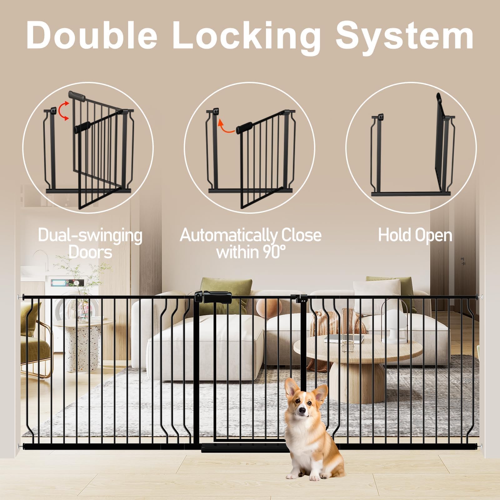 WAOWAO baby gate pressure-mounted installation requires no drilling.