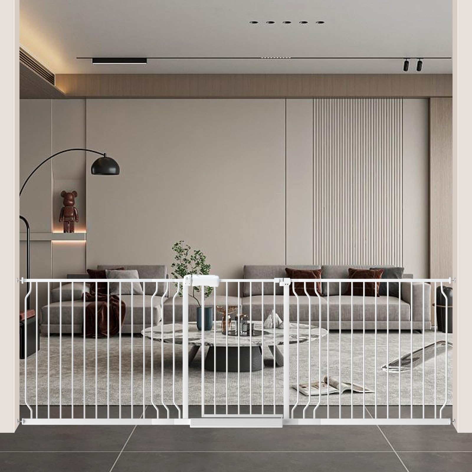 WAOWAO Baby Gate wide walk-through design keeps stairs and doorways safe.