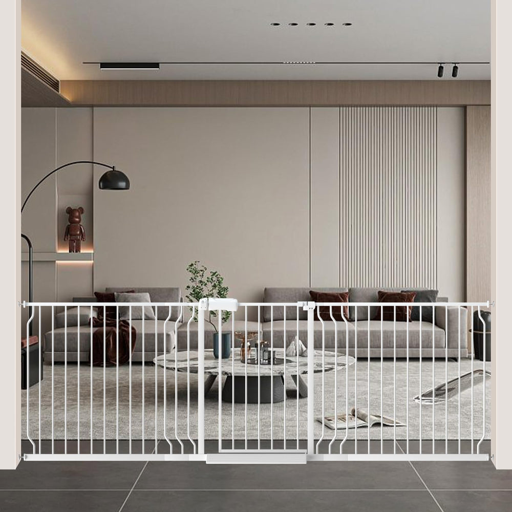 WAOWAO Baby Gate wide walk-through design keeps stairs and doorways safe.
