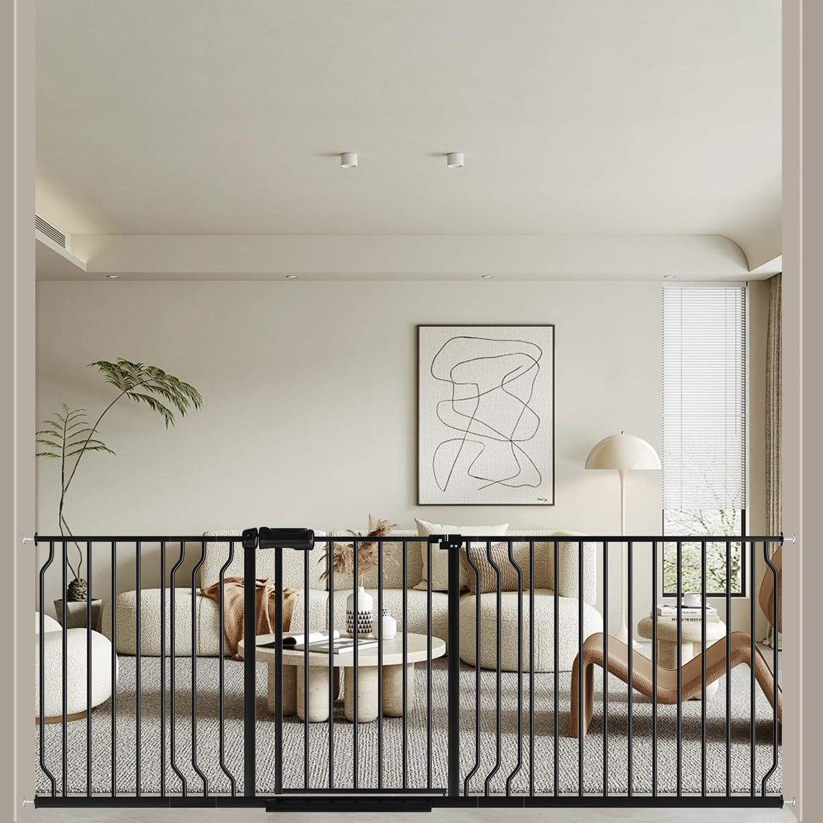WAOWAO baby gate wide frame shown in doorway for pets and kids safety