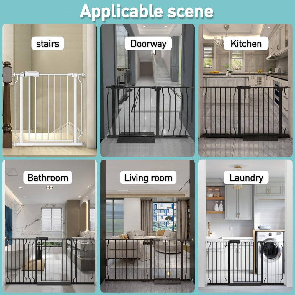 WAOWAO extra-wide gate fits stairs, doorways, kitchen for versatile safety