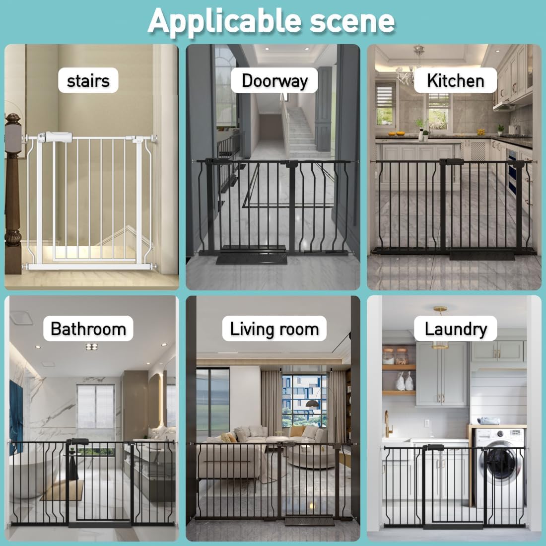 Wide adjustable width WAOWAO gate with double-lock handle for adults.