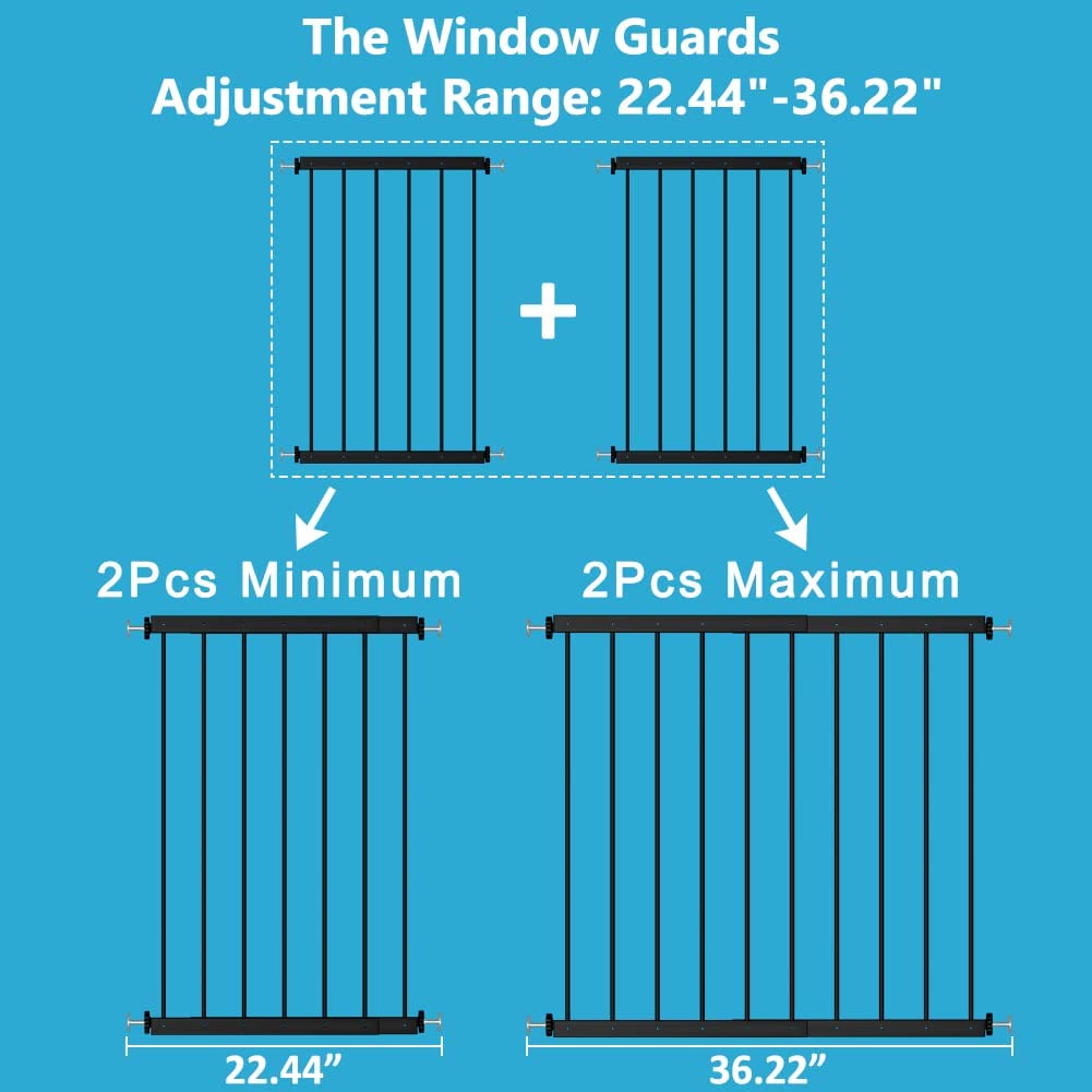 WAOWAO window guard close-up shows smooth paint and finger-safety gap