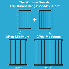 WAOWAO window guard close-up shows smooth paint and finger-safety gap