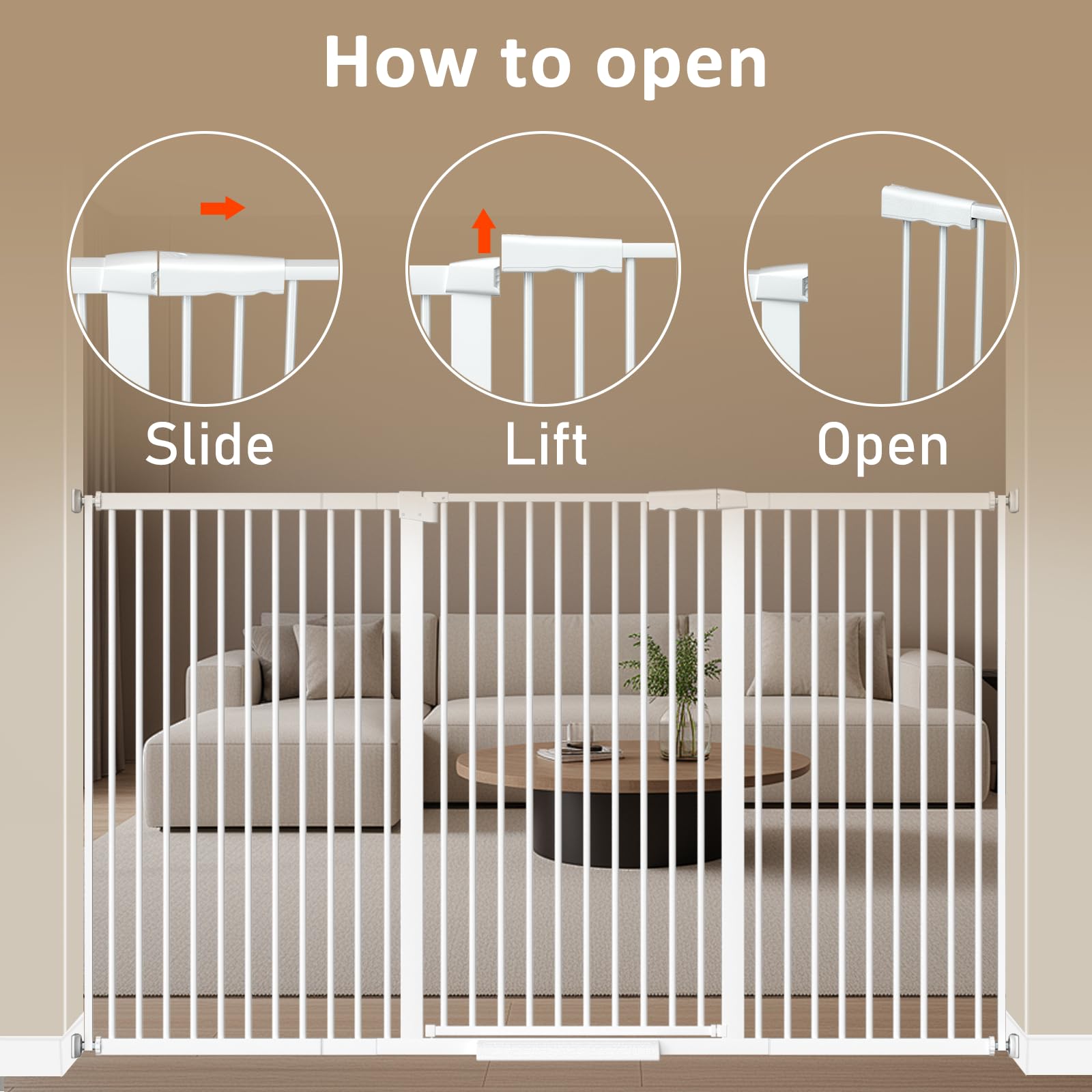 WAOWAO extra tall gate installed on stairs for safer passage.