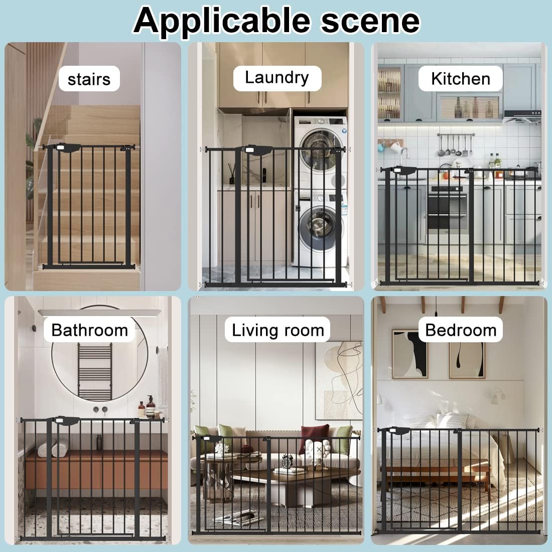 WAOWAO versatile gate fits stairs, doorways, and kitchen entries confidently