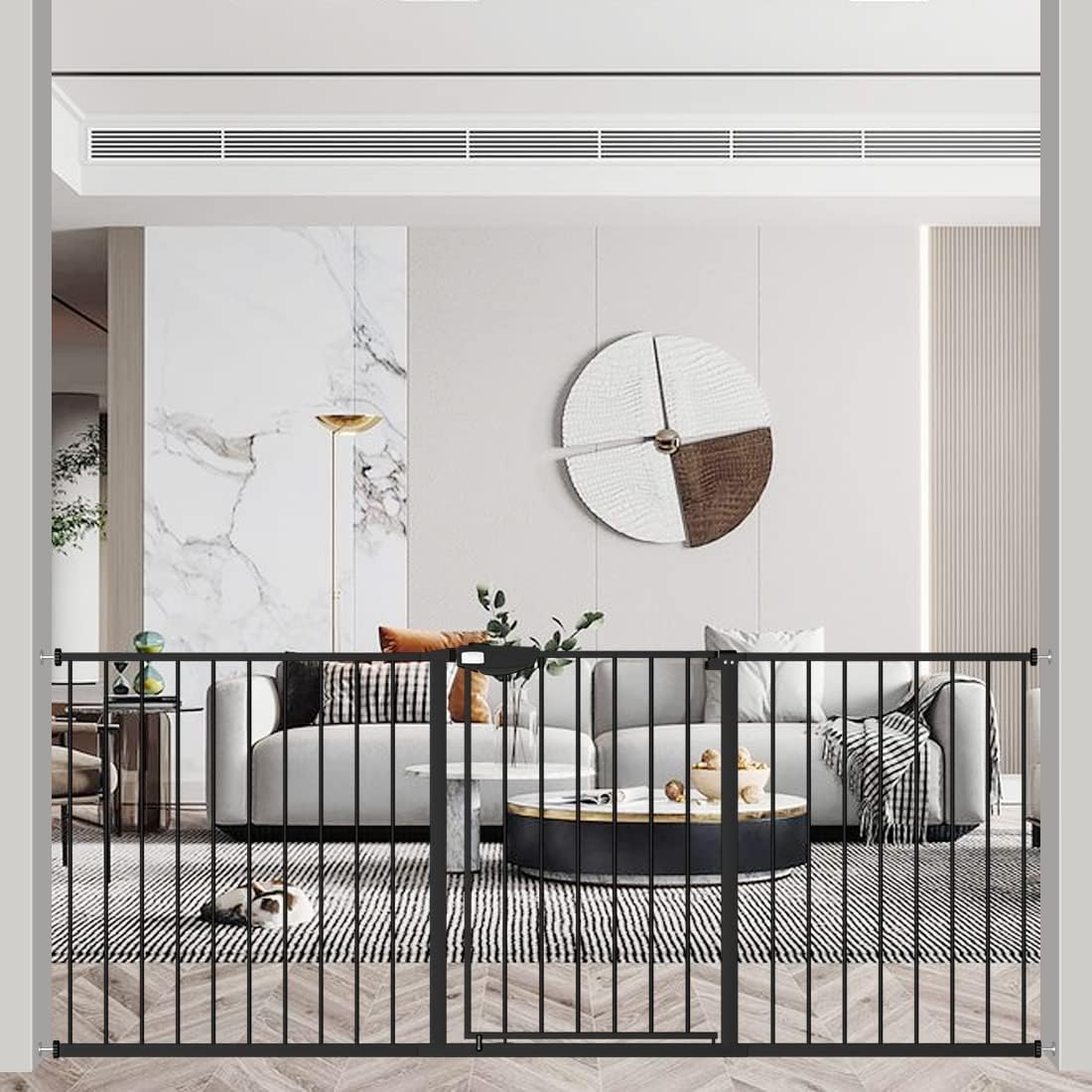 WAOWAO triple lock baby gate extended width provides safety for stairs and doorways