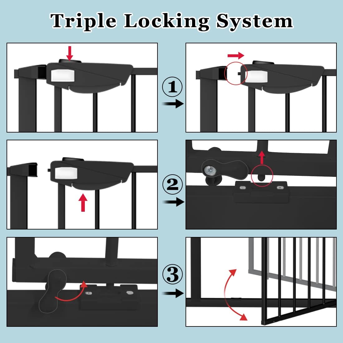 WAOWAO gate can swing both ways when peanut locks are open