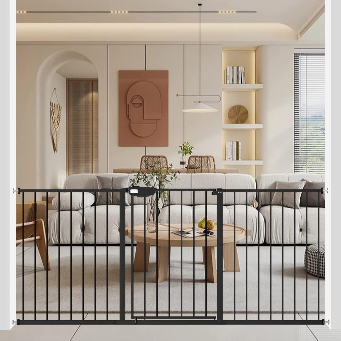 WAOWAO triple-lock gate wide 67-72 inch assembly ideal for stairs and doorways