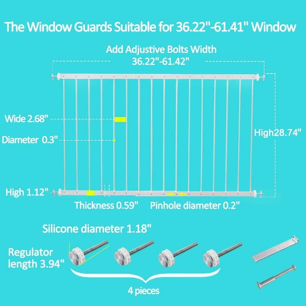 WAOWAO universal-fit guard spans 19.49 to 111.81 inches for many window types