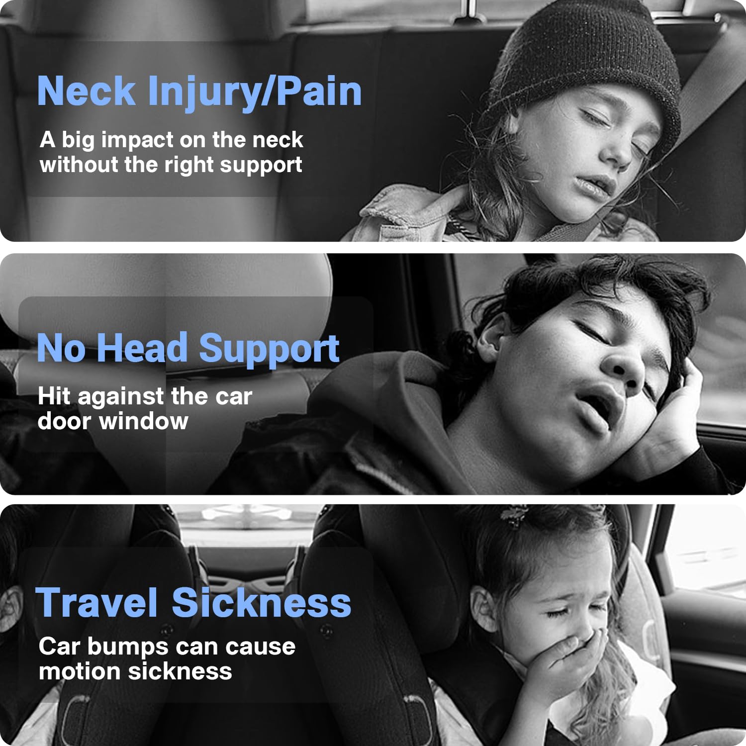 WAPEXNOS headrest pillow tilted for 180-degree rotation and height adjustability.