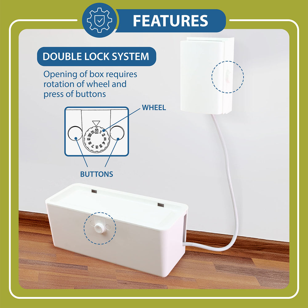 Wappa Baby behind desk setup showing discreet protective cord enclosure