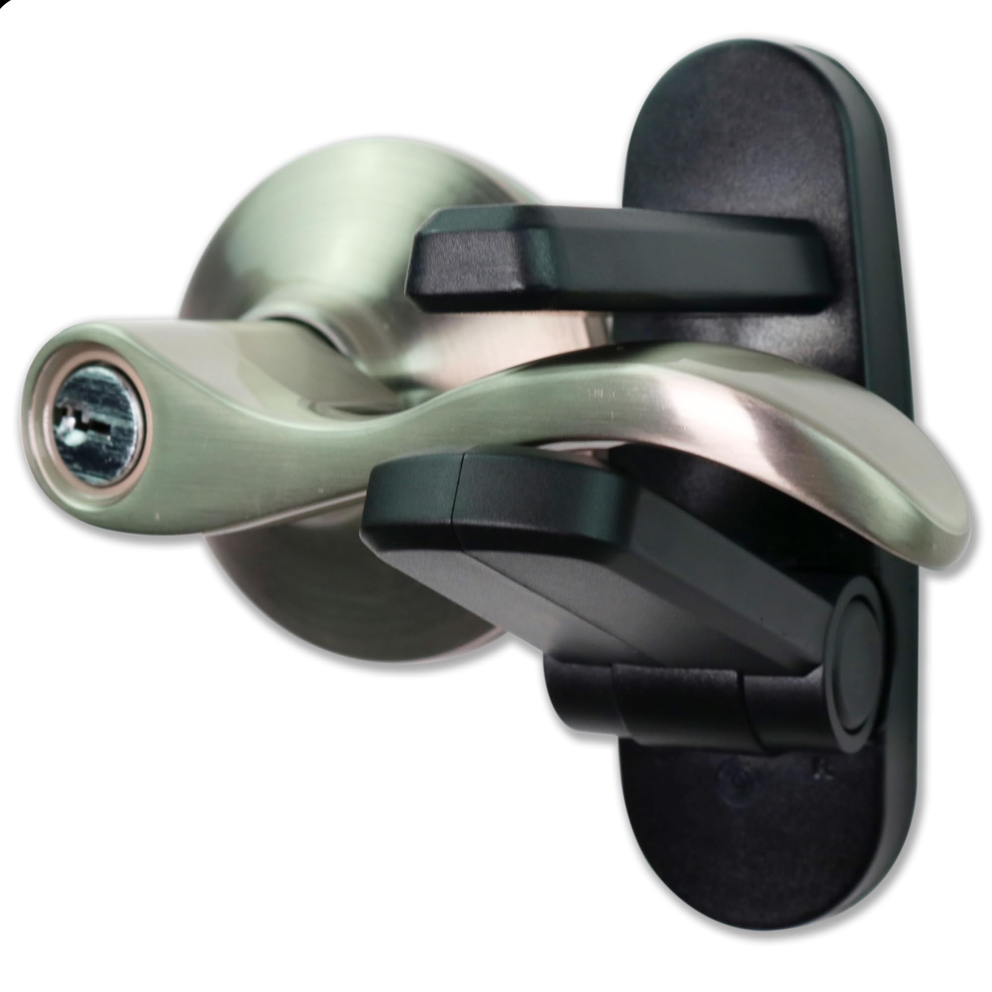 Wappa Baby two-pack door lever lock pack shot with two-button safety design