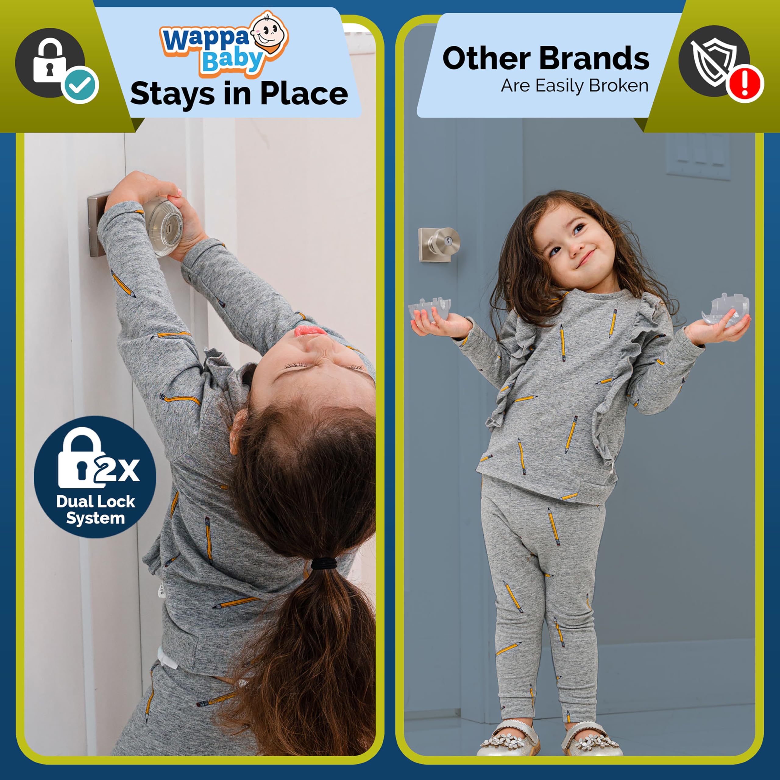 Wappa Baby dual-lock door knob cover is harder for toddlers to remove