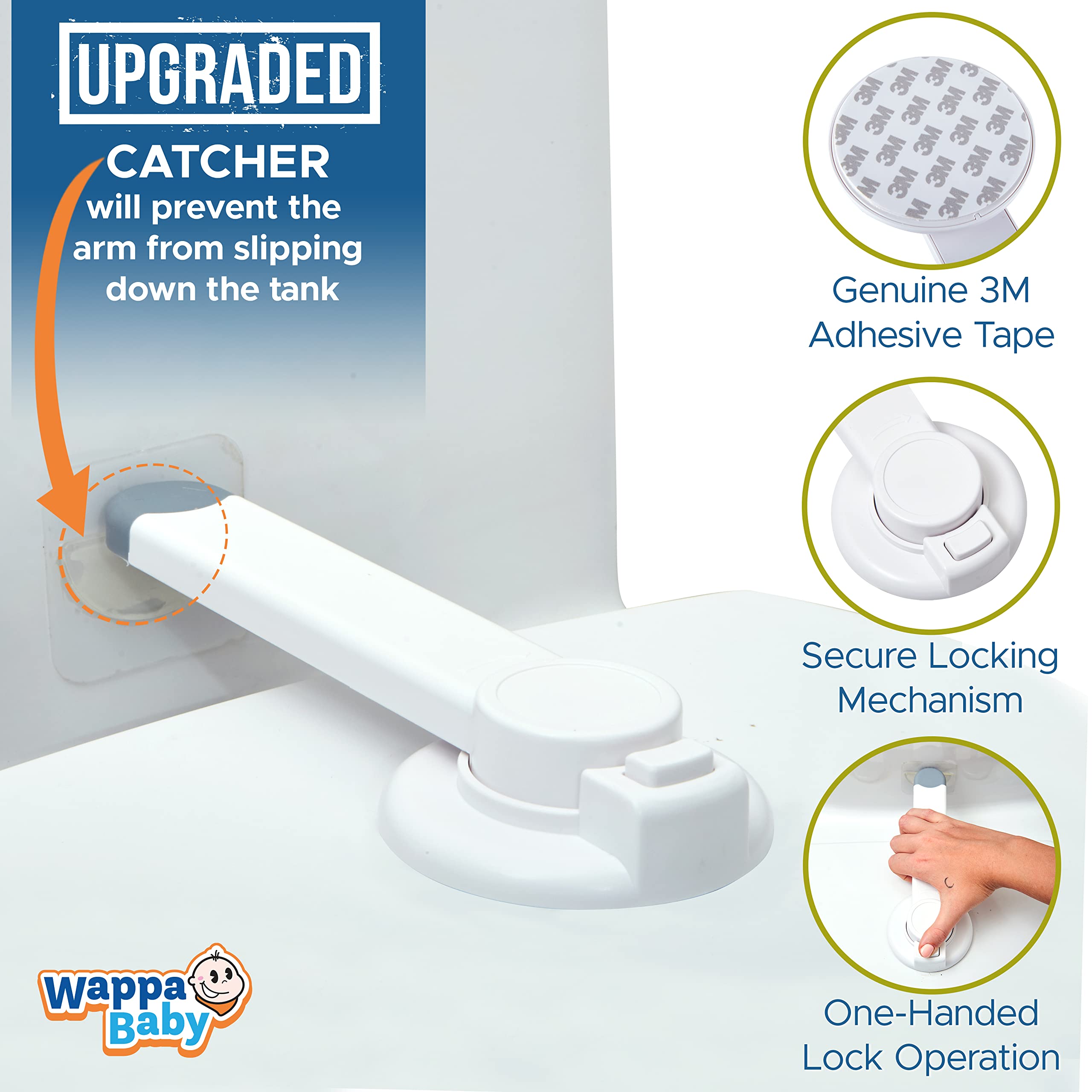 Wappa Baby lock in use with one-handed operation.