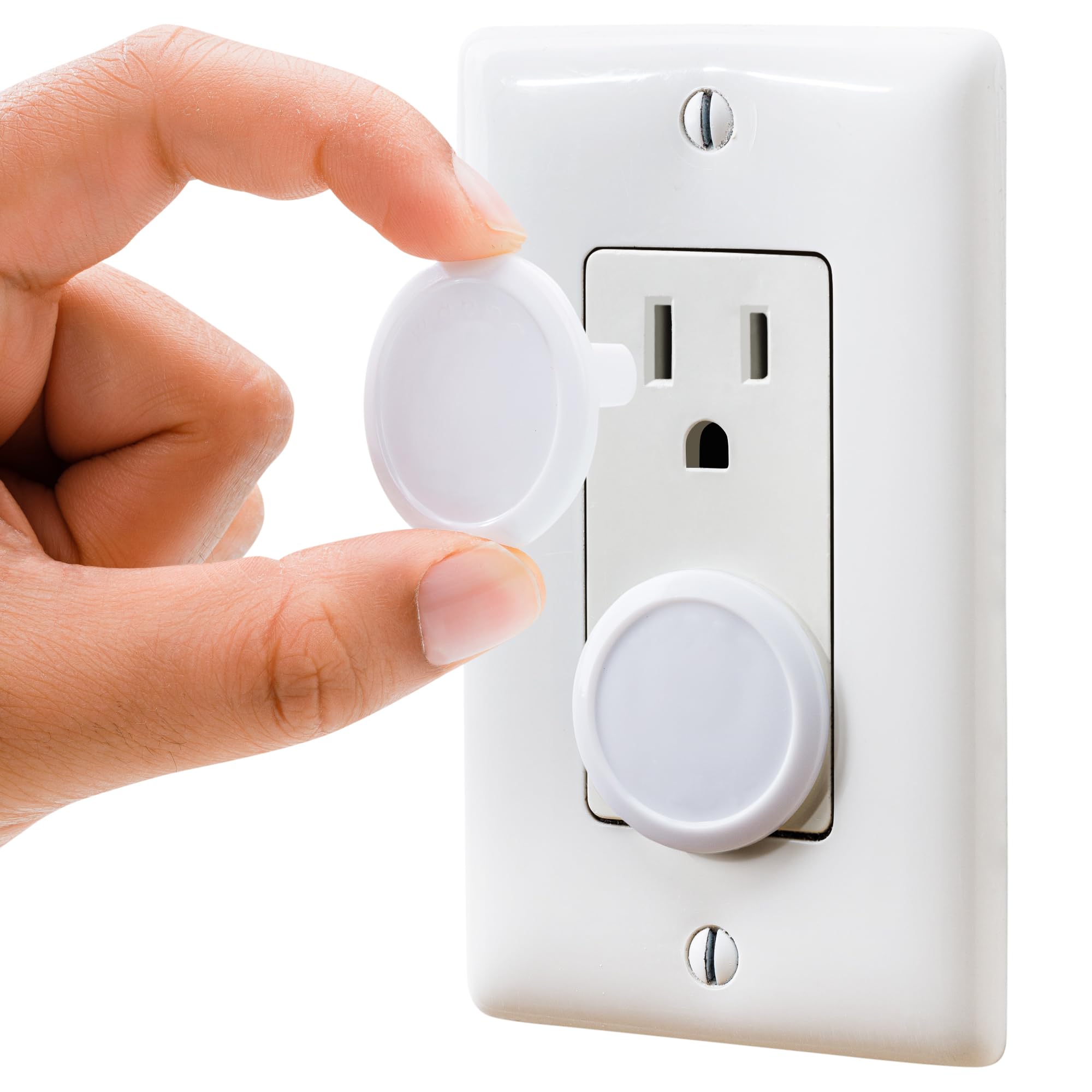 Wappa Baby 50-pack outlet covers in retail packaging for quick babyproofing.