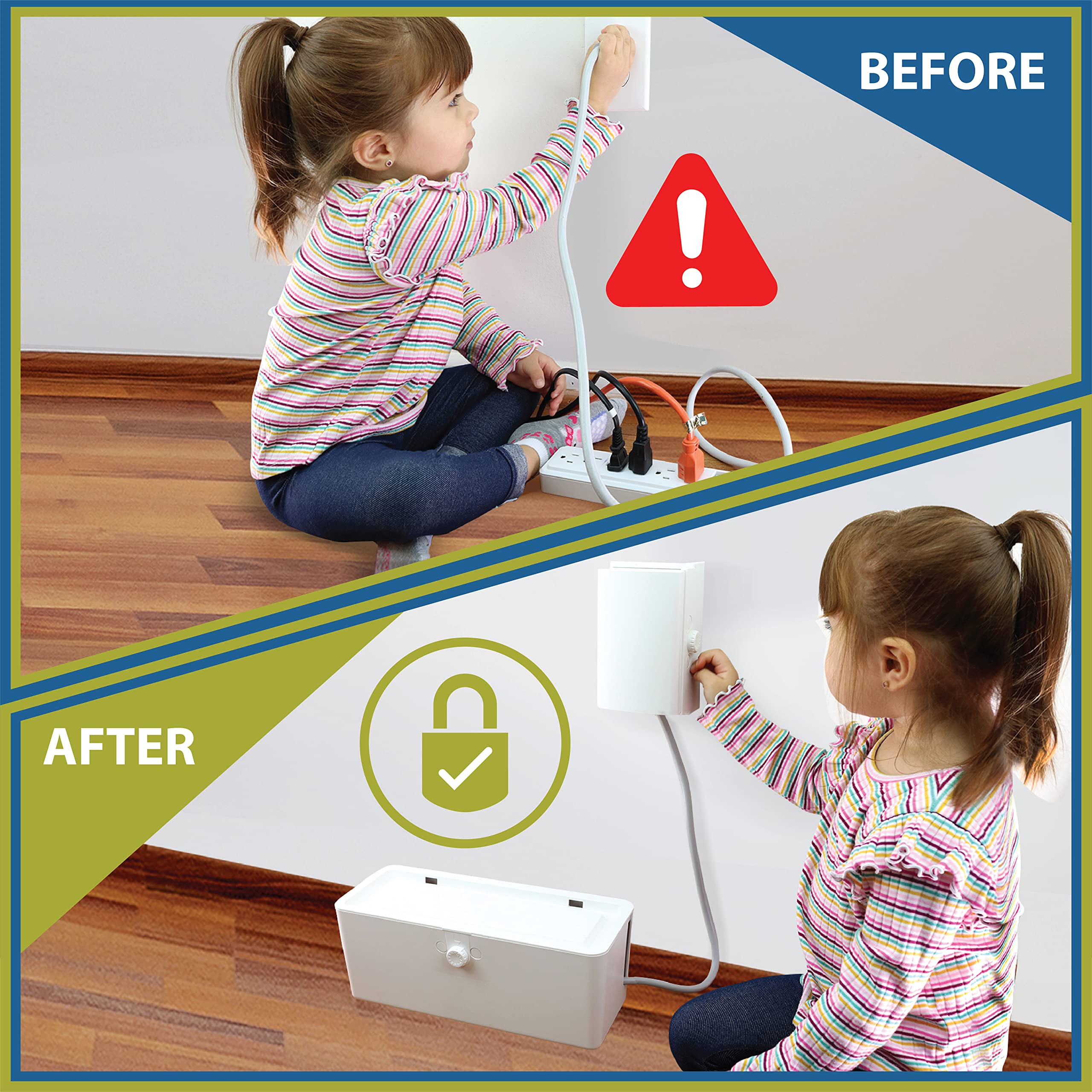 Wappa Baby outlet dial lock close up demonstrating easy adult access and toddler resistance