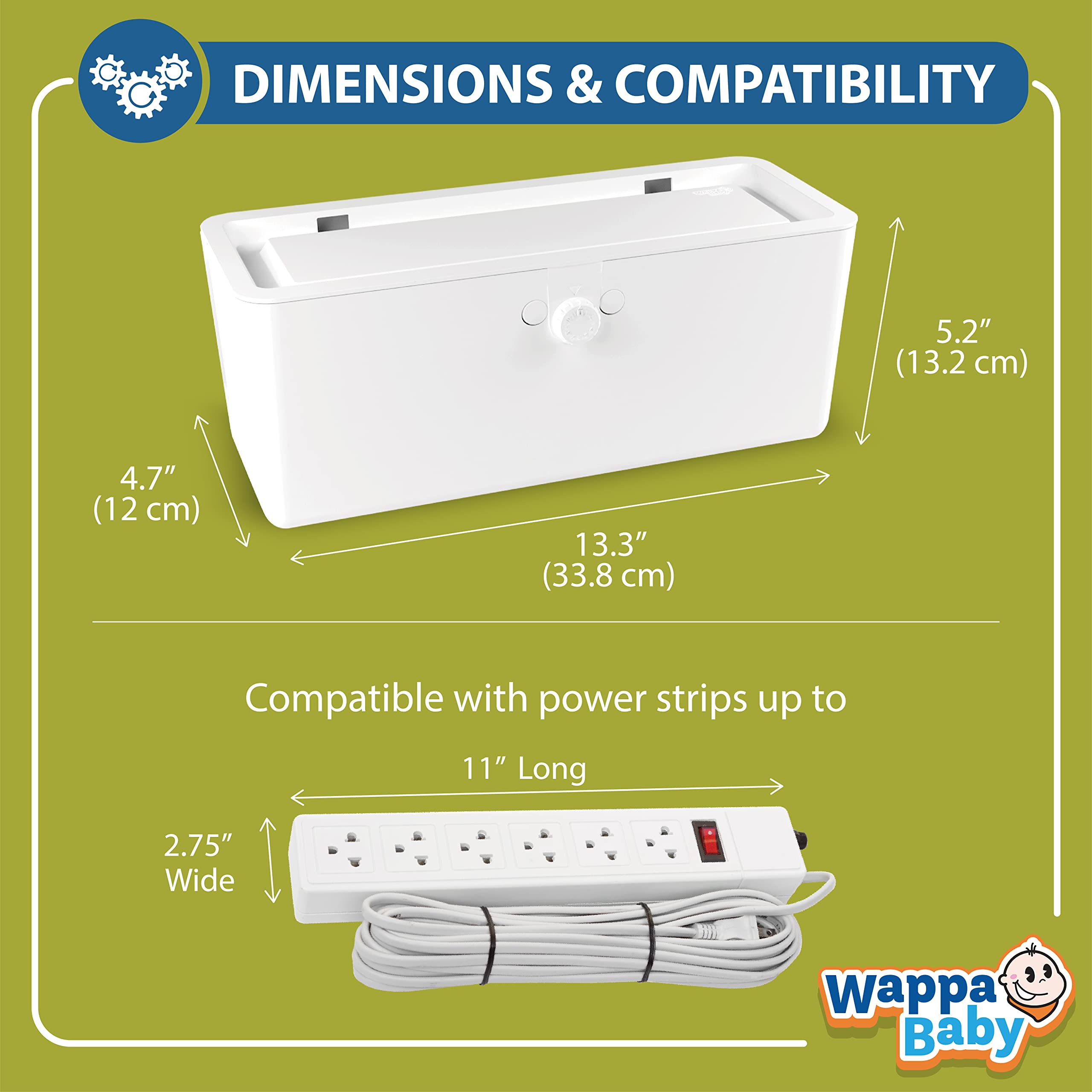 Wappa Baby power strip cover box secure design promotes child safety.