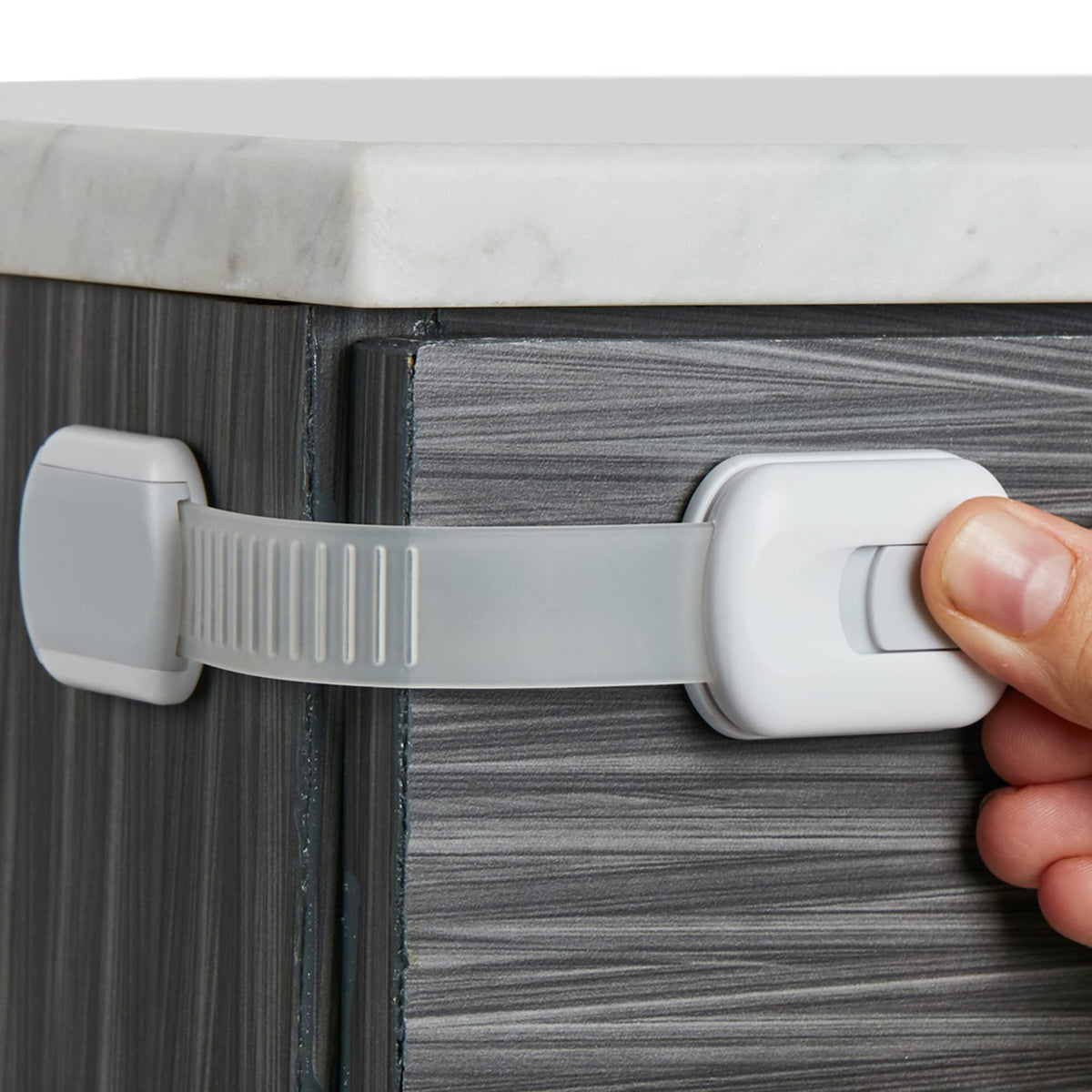 Wappa Baby cabinet safety lock on door provides reliable childproofing.