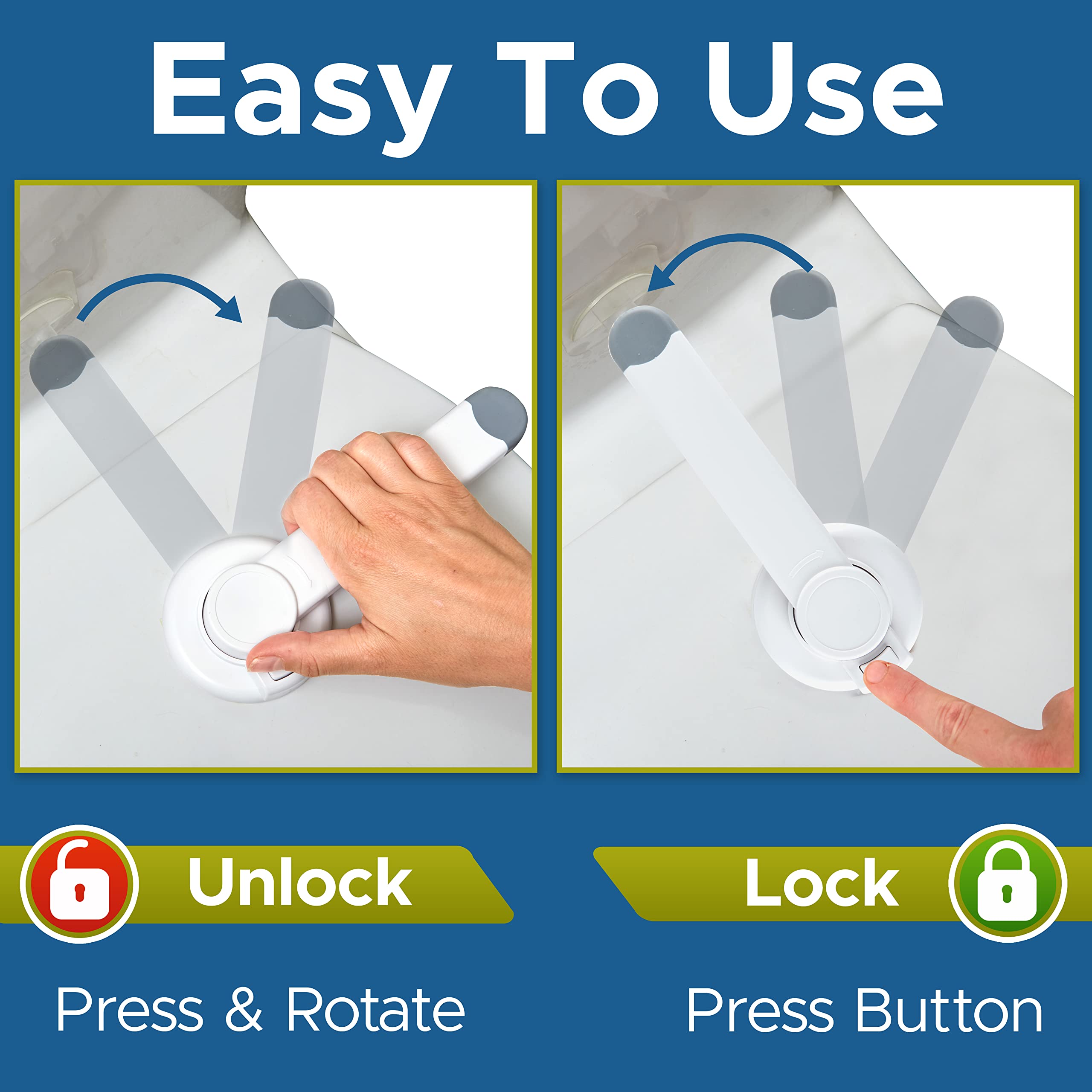Wappa Baby toilet lock uses adhesive base for a strong hold on lids.