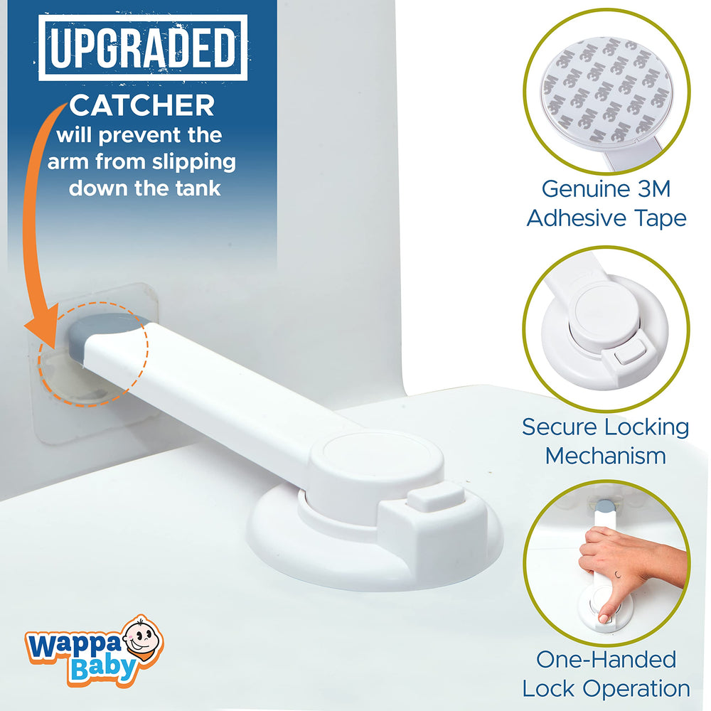 Wappa Baby toilet lock fits standard toilets with a flat lid