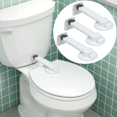 Wappa Baby toilet lock shows installation on a flat lid for secure use.
