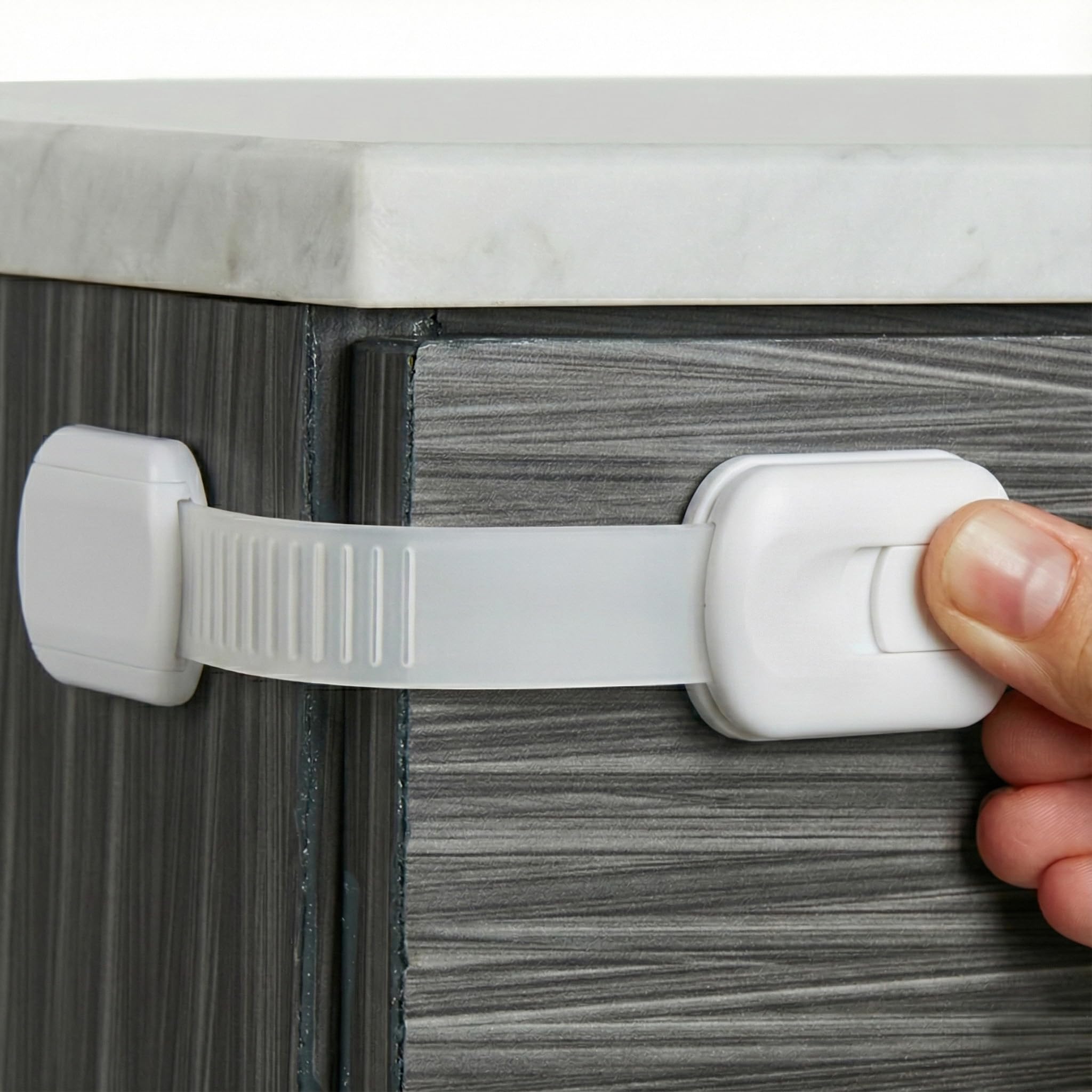 Wappa child safety strap lock on cabinet door prevents access to hazardous items