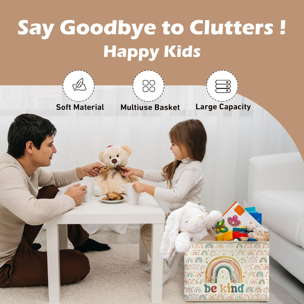 WARDOS Boho Rainbow Bin stores toys neatly for playroom organization.