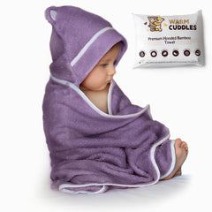 Warm Cuddles bamboo hooded towel with bear hood wraps baby after bath for cozy warmth