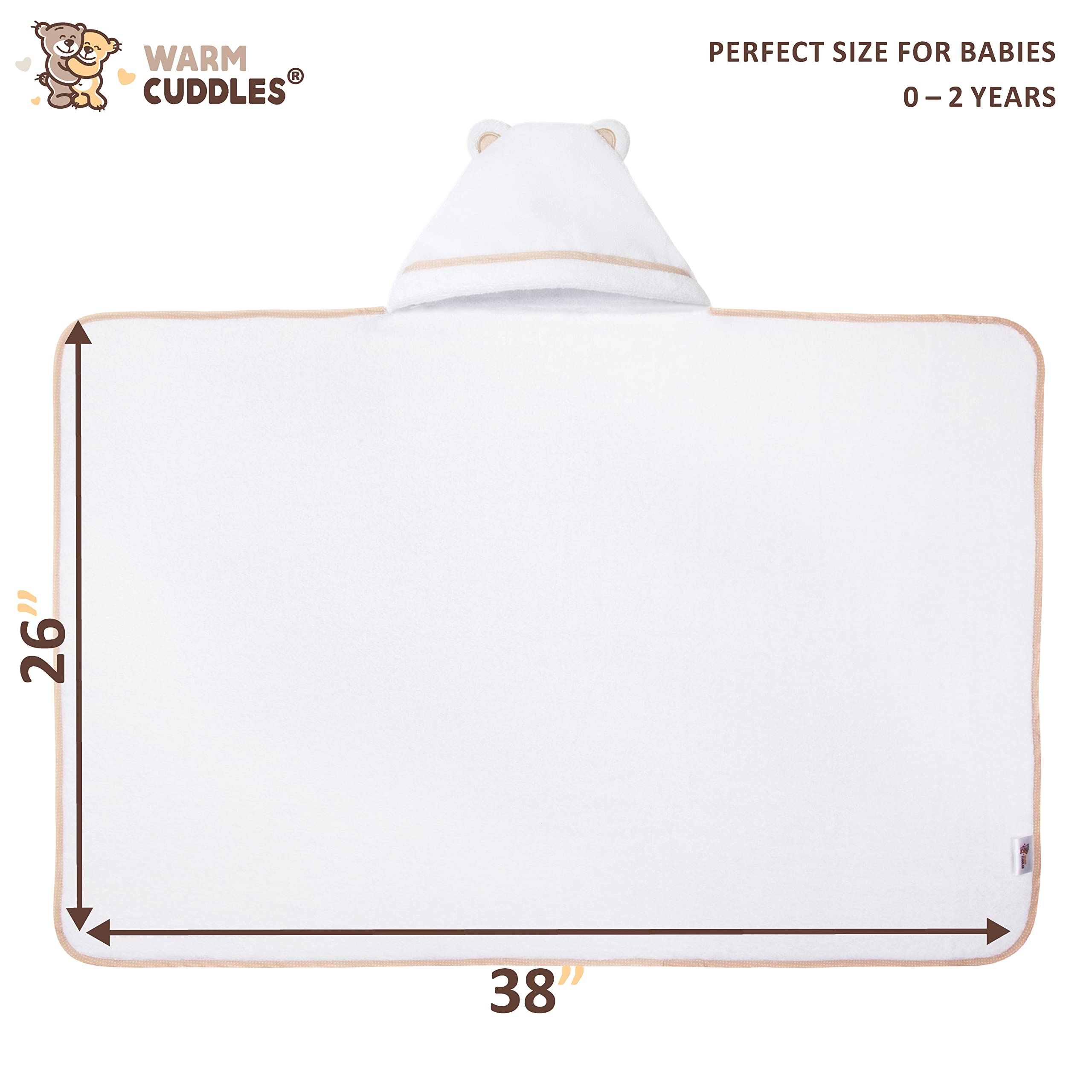 Warm Cuddles large 38x26 inch towel laid flat for easy use.