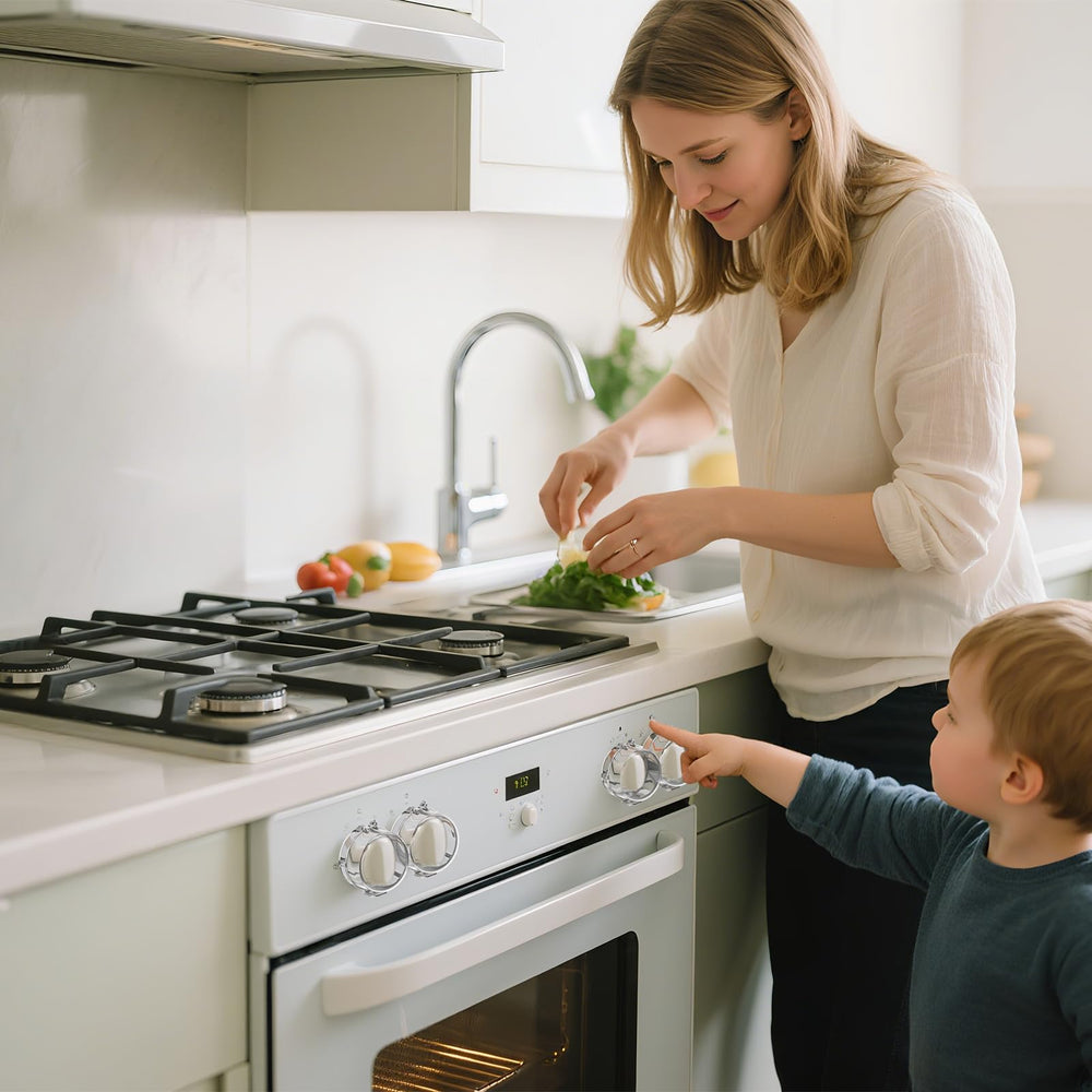 Wasachi kitchen-safe style protects kids while blending with décor.