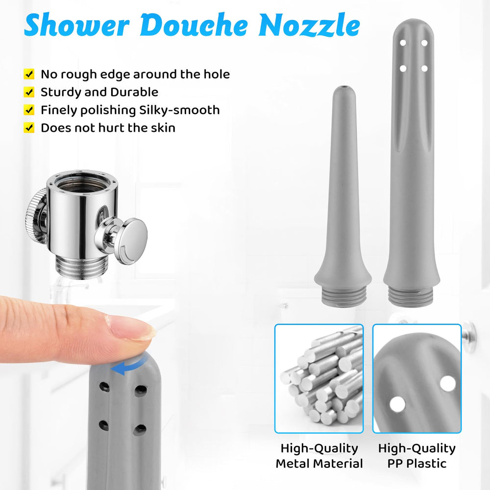 Washever universal shower connection demonstrates compatibility with most standard setups.
