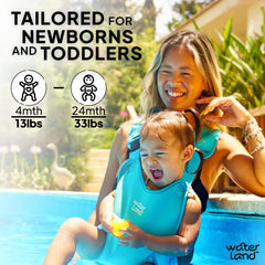 WaterLand Baby Carrier worn as a tee, convenient hands-free comfort.