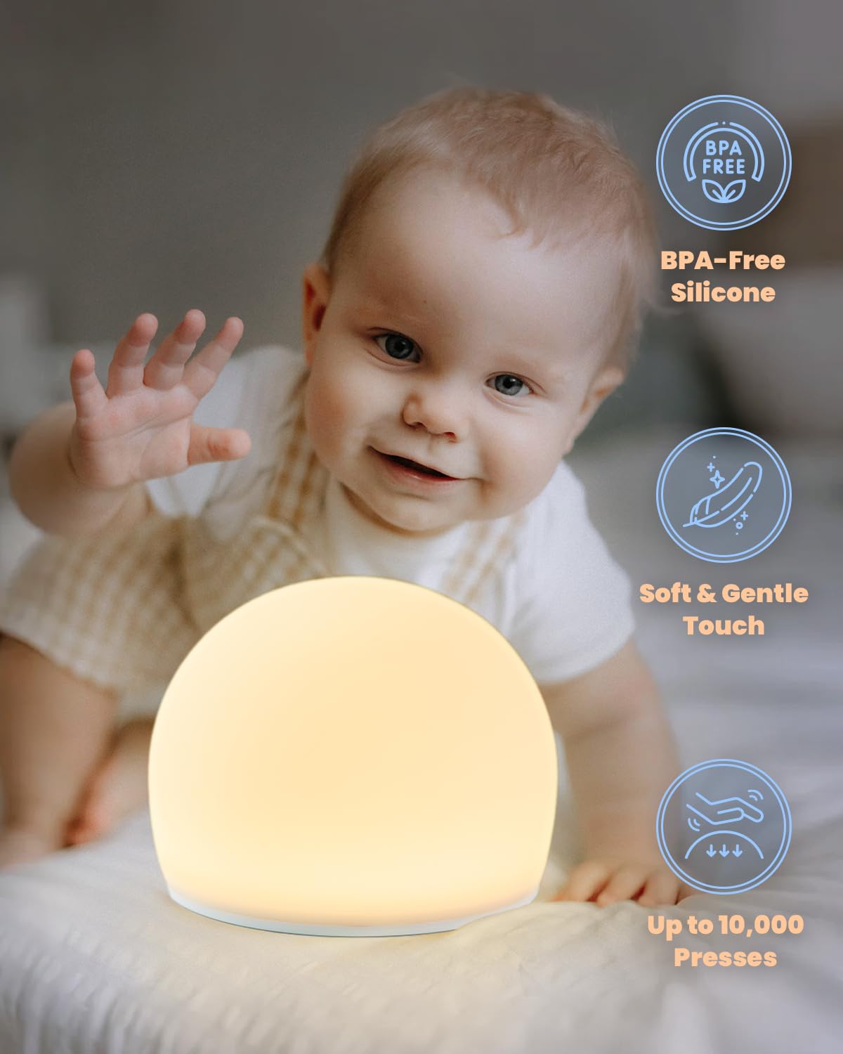 WattBubble BPA-free silicone body feels soft and safe for little hands.
