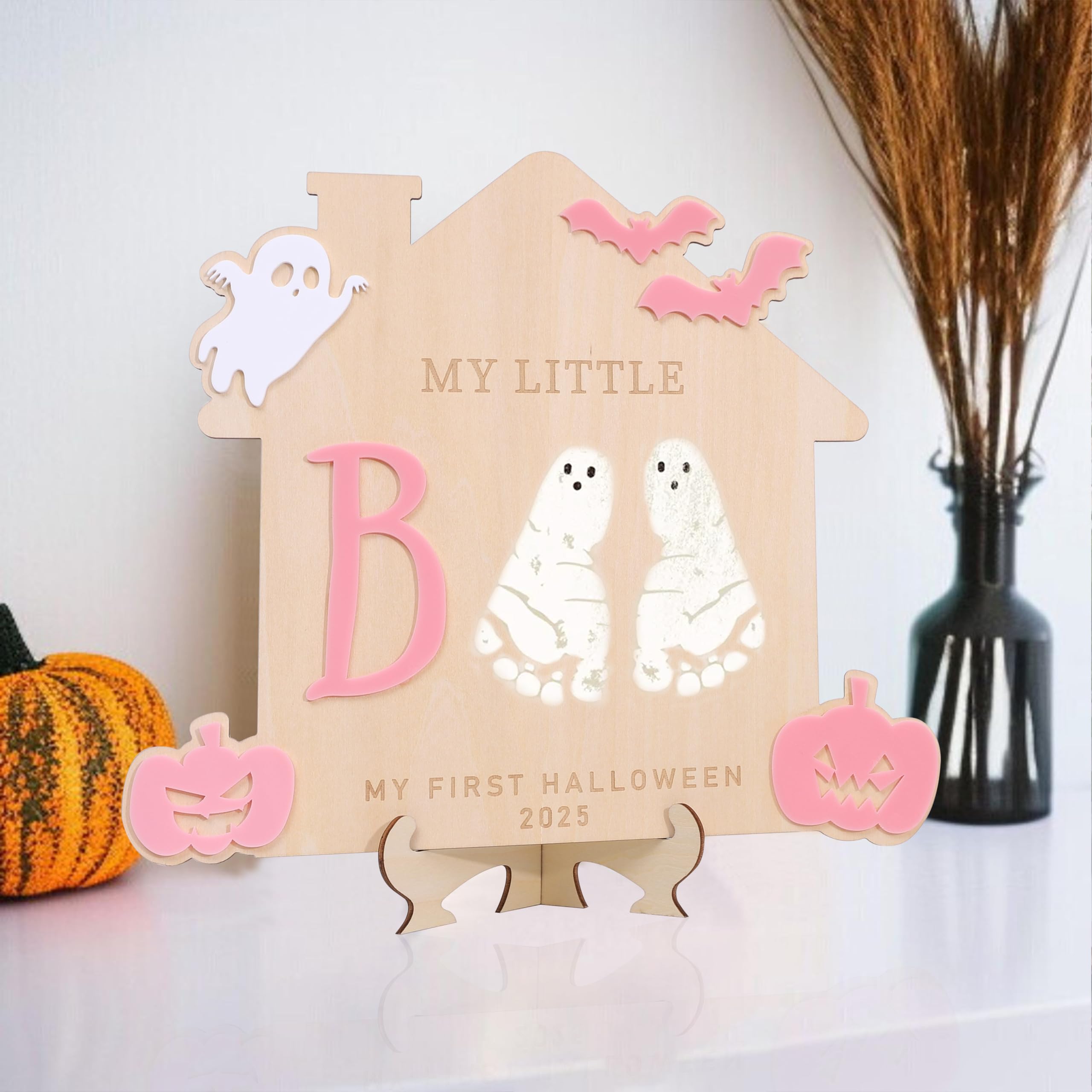 WAWUO My Little Boo Sign hanging display for wall or shelf.