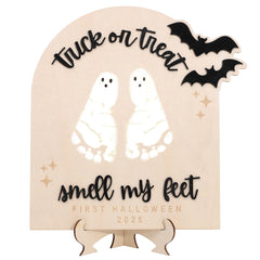 WAWUO DIY Halloween Footprint Sign ideal for festive baby photo displays